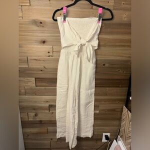 Cream strapless, pants romper